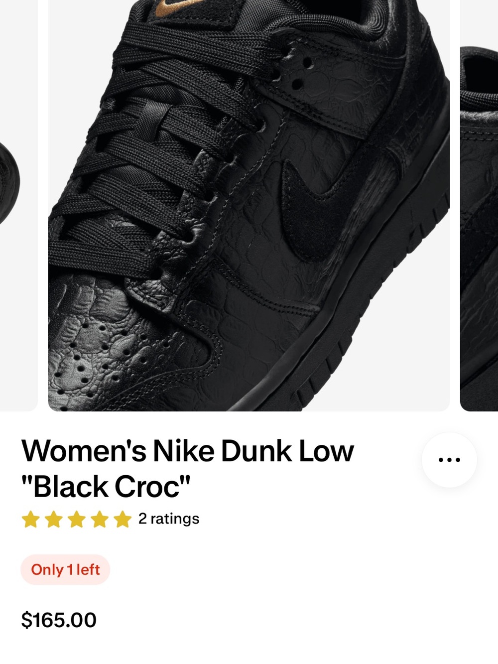 Nike Women's Dunk Low - Black Croc Leather Texture - Black - Picture 2 of 9